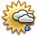 Light rain, Scattered clouds 